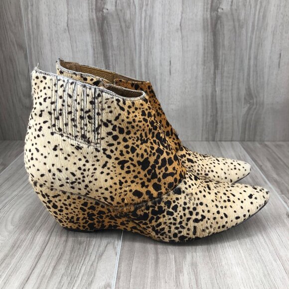 Matisse Wedge Ankle Boots Womens 8M Nugent Brown Calf Hair Zip Booties - Picture 1 of 10